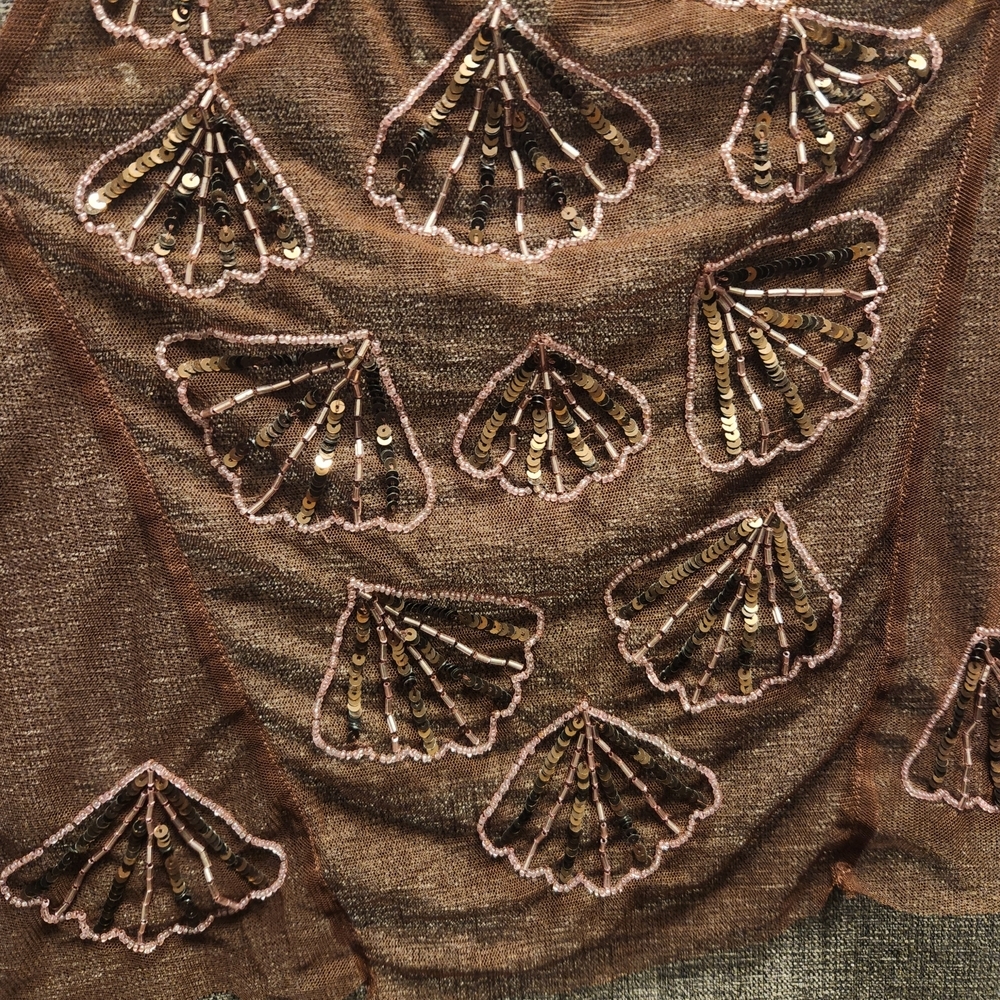 FREE PEOPLE Sz S Chic Sheer Brown Embellished Women's Blouse - Picture 7 of 7